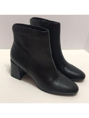 Chinese Laundry Round Toe Black Leather Ankle Boot Davinna Size 8.5M